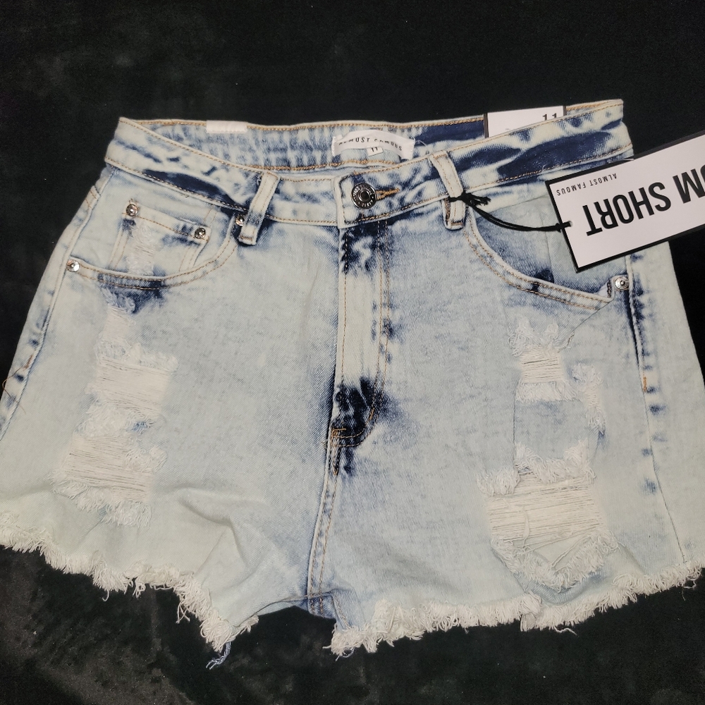 Almost Famous Blue Distressed Jean Shorts
